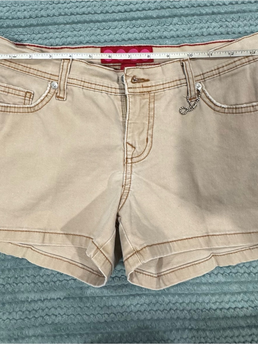 GLO jeans Beige Denim Women's Shorts with Rhinestone Accent